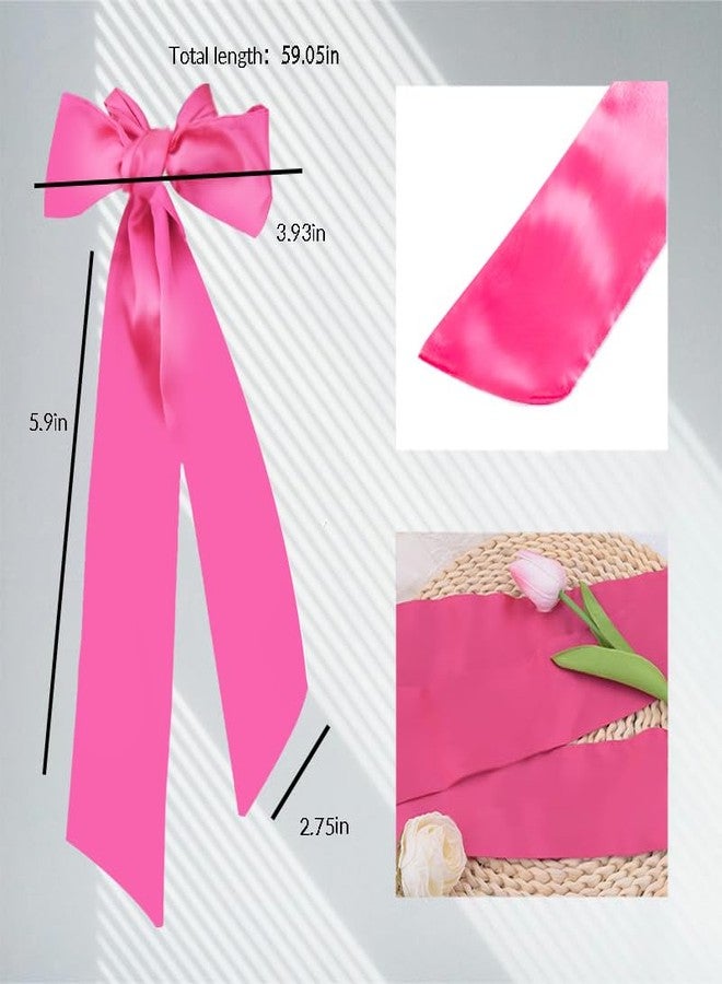 Borhmty Women Satin Sash Belt Dress Belts Sash for Women Bride Bridal Sash Belt for Wedding Pageant Birthday Sash for Women Hot Pink Sash Waist Belt for Dress Large Wide Bling Belts Sash for Women Dress - Image 3